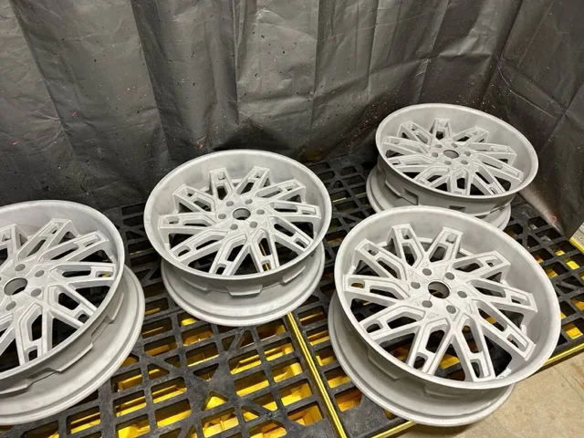 Alloy wheels media blasted back to bare metal